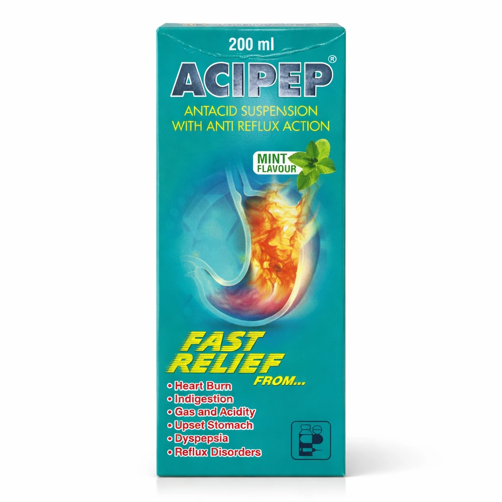 Acipep Antacid Suspension Mint Flavour 200 ml Gel