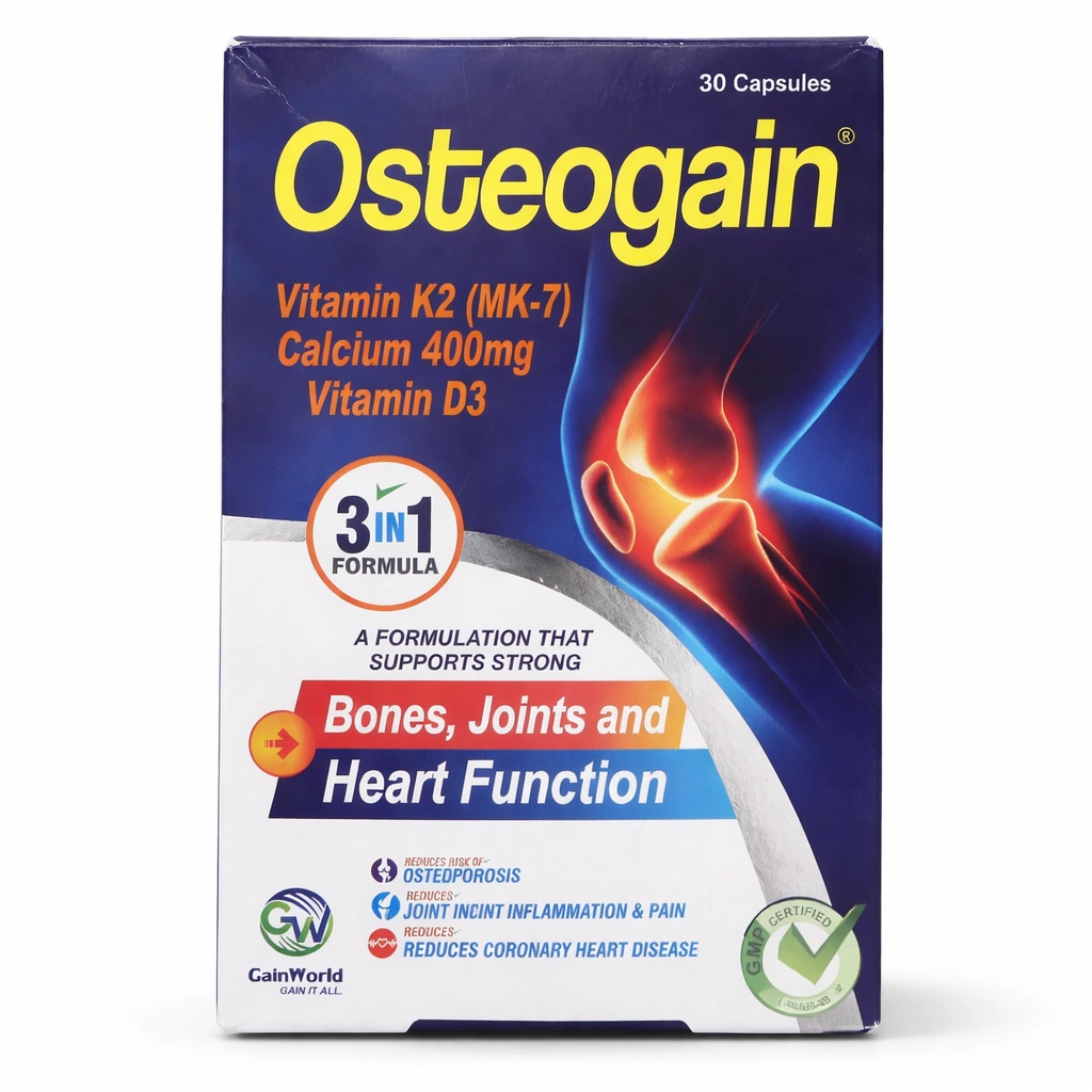 Osteogain Calcium + Vitamin D3 + Vitamin K2 Capsules x 30 Capsules