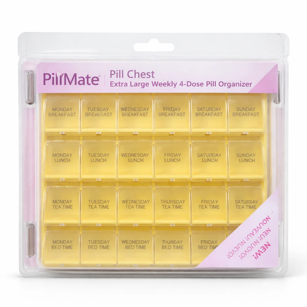 PillMate Pill Chest Extra Large Weekly 4-Dose Pill Organizer Tablets x 1 unit