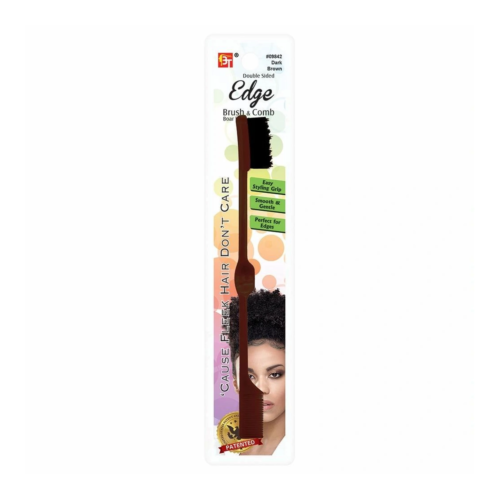 Beauty Town Edge Brush & Comb (Dark Brown)