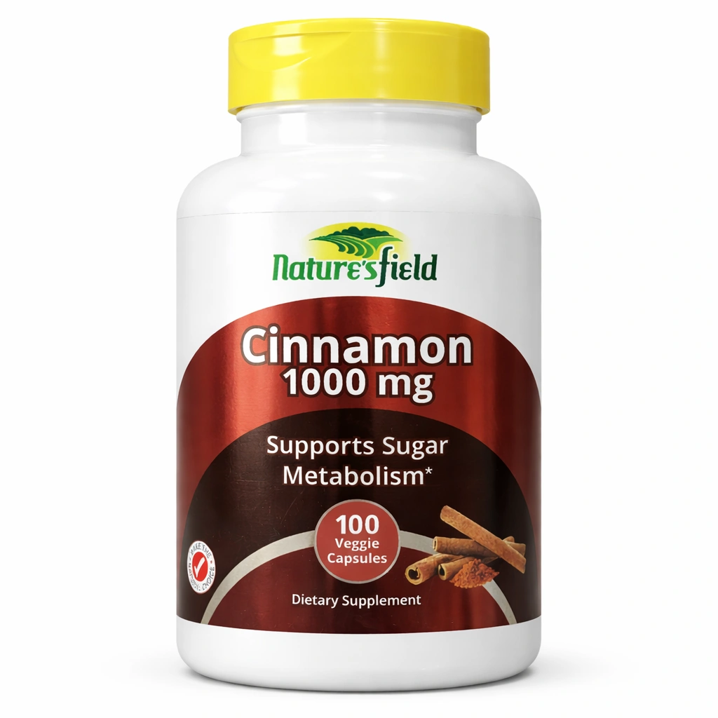 Nature's Field Cinnamon 1000 mg Veggie Capsules x 100 Capsules