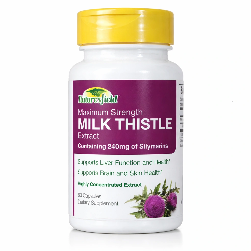 Nature's Field Maximum Strength Milk Thistle Extract 300 mg (240 mg Silymarins) x 60 Capsules