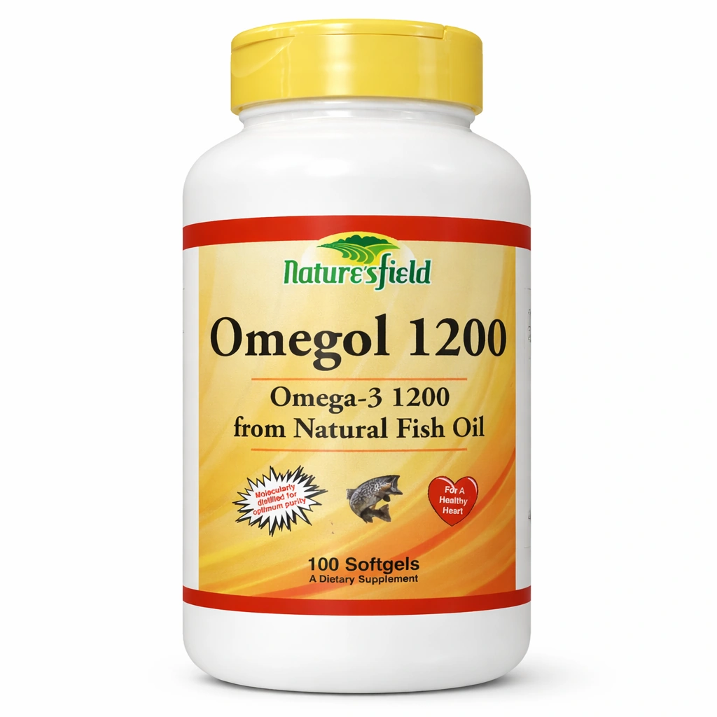 Nature's Field Omegol 1200 Omega-3 Fish Oil Softgels x 100 Softgels