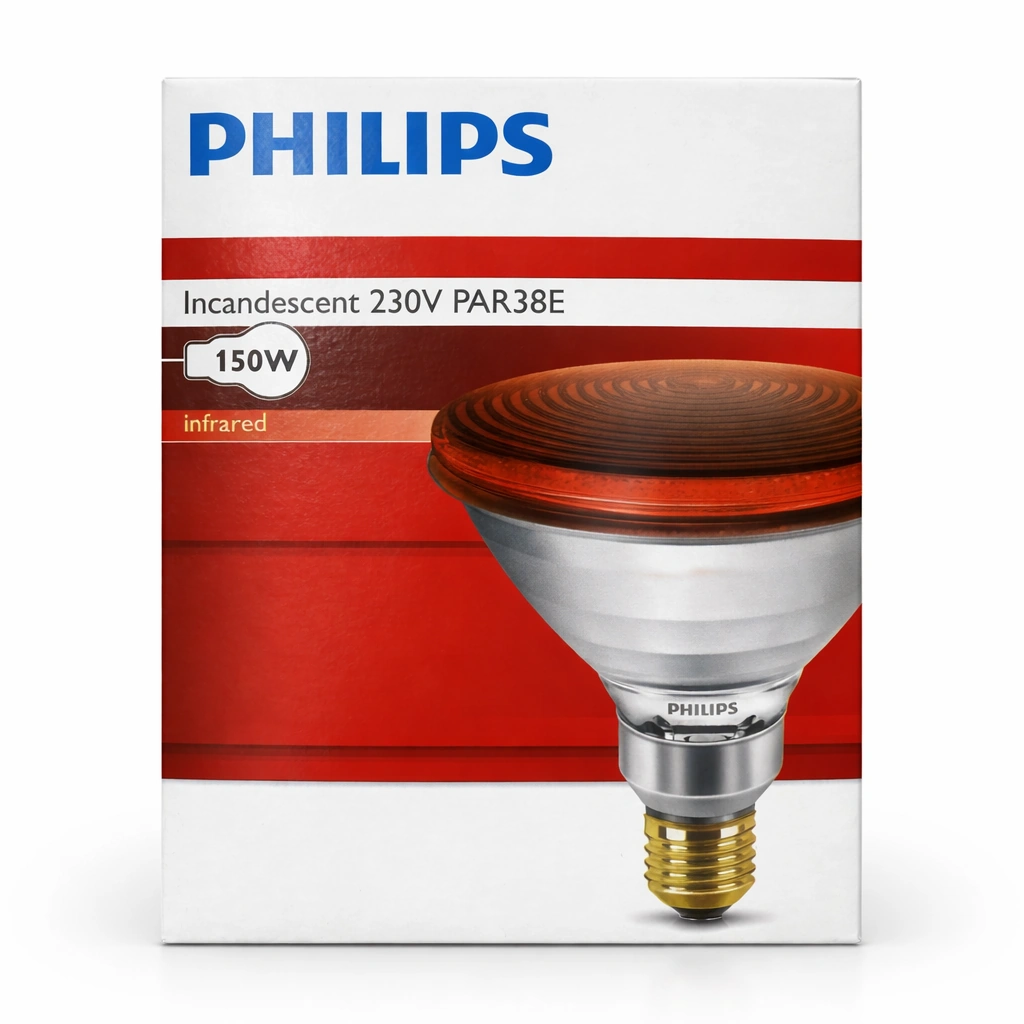Philips PAR38 IR Infrared Incandescent Lamp 150 W E27 230 V Red x 1 lamp