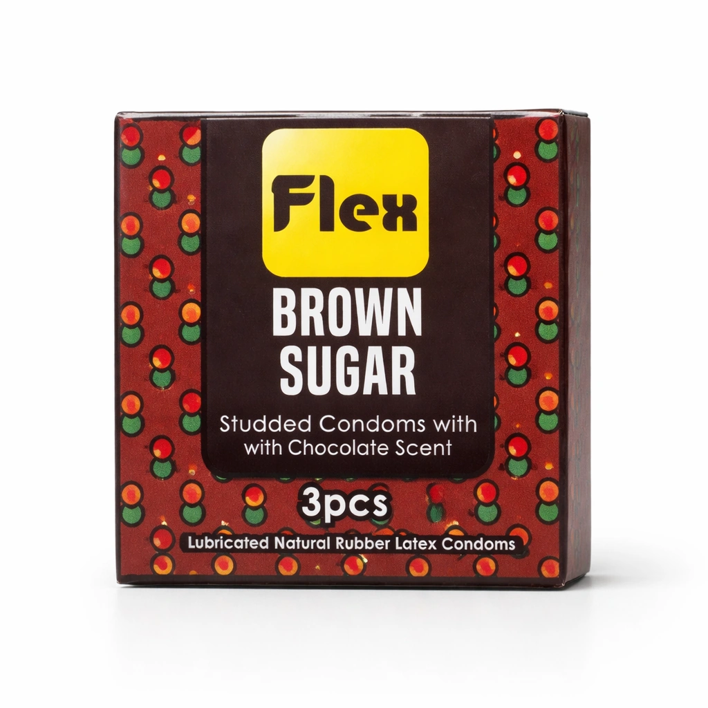 Flex Brown Sugar Studded Chocolate-Scented Condoms x 3 condoms