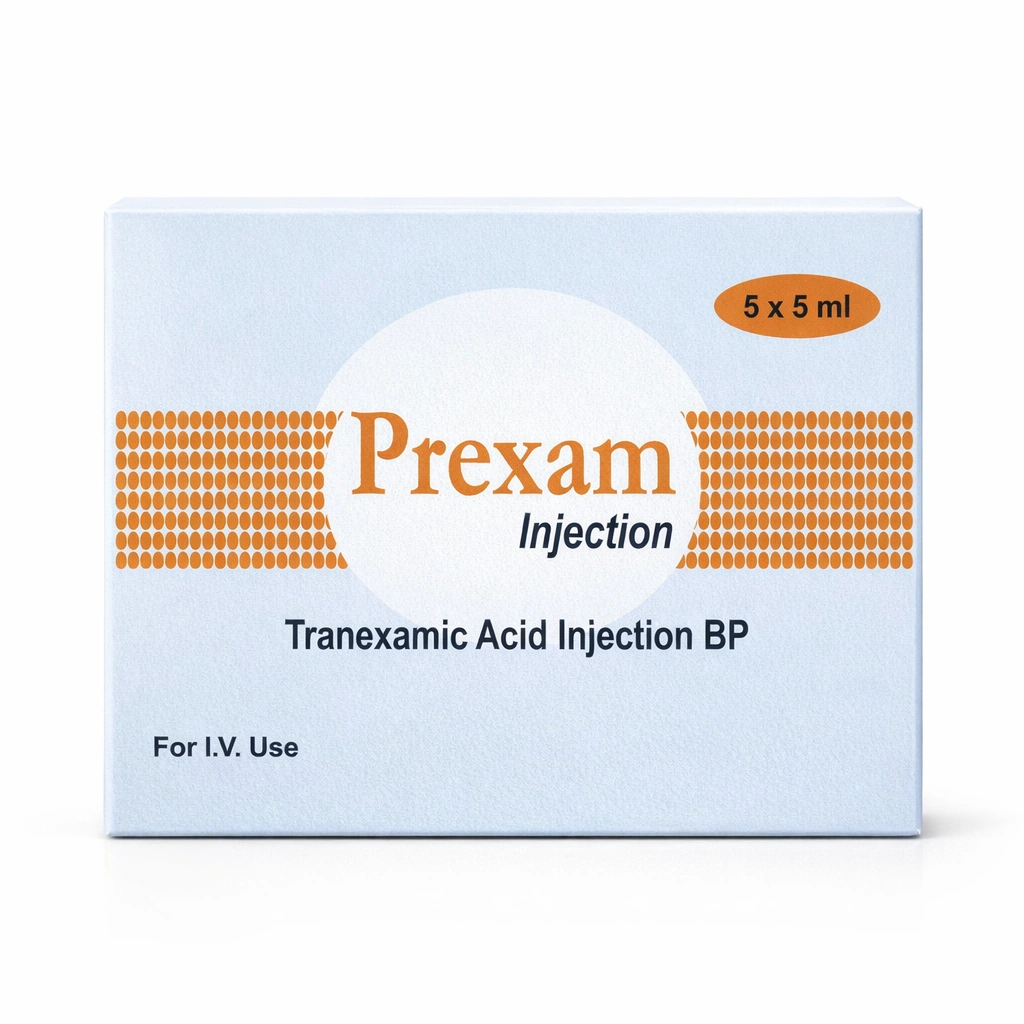 Prexam Tranexamic Acid Injection BP 500 mg/5 ml x 5 ampoules