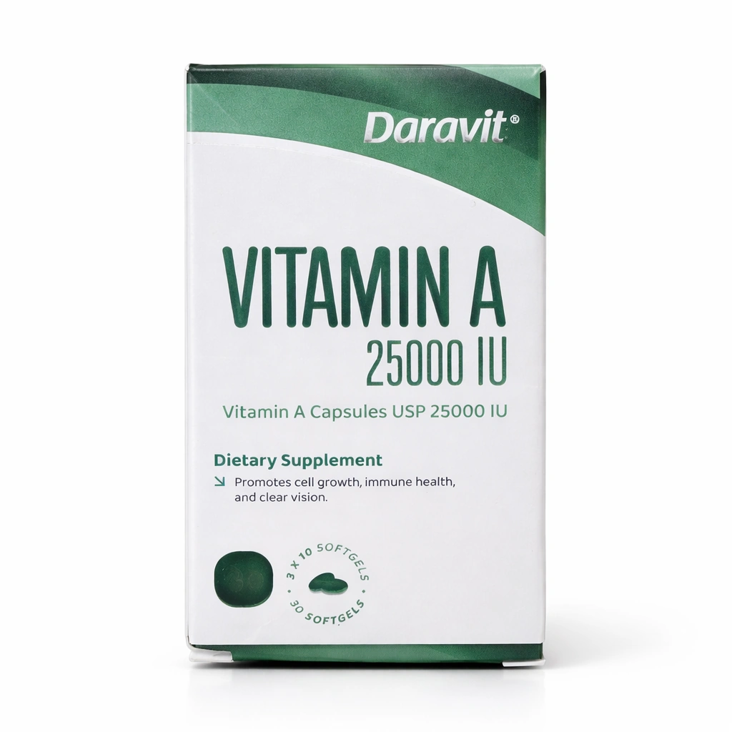Daravit Vitamin A Capsules USP 25000 IU x 30 Softgels