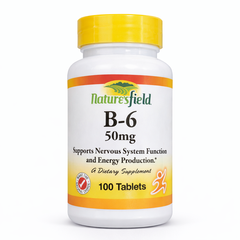 Nature's Field Vitamin B-6 (Pyridoxine) 50 mg x 100 tablets