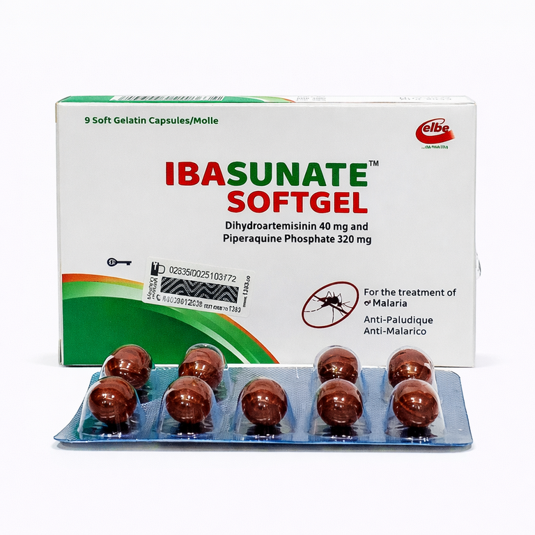 Ibasunate Softgel Capsules (Dihydroartemisinin 40 mg + Piperaquine Phosphate 320 mg) x 9 soft gelatin capsules