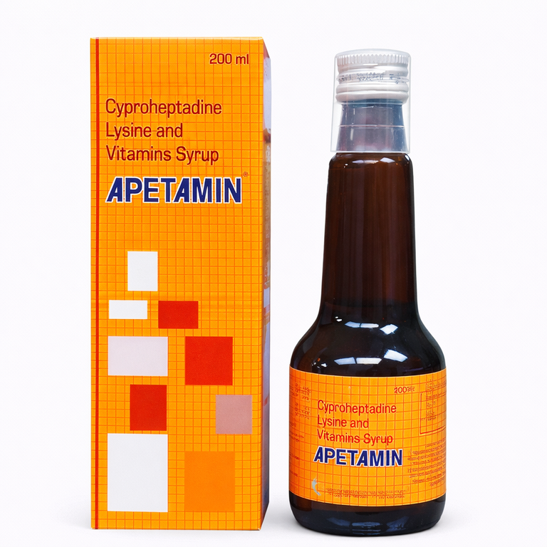 Apetamin Syrup (Cyproheptadine + L-Lysine + Vitamins) 200 ml