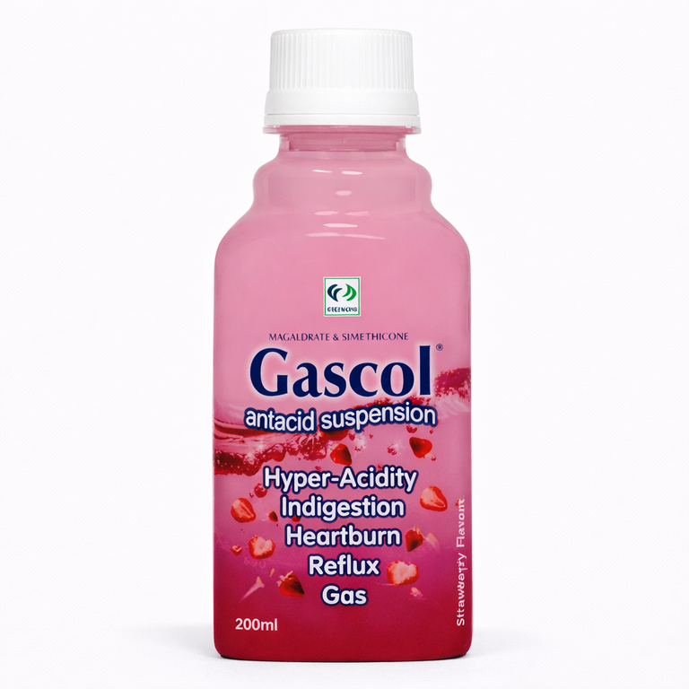 Gascol Antacid Suspension (Magaldrate + Simethicone) 200 ml - Pink