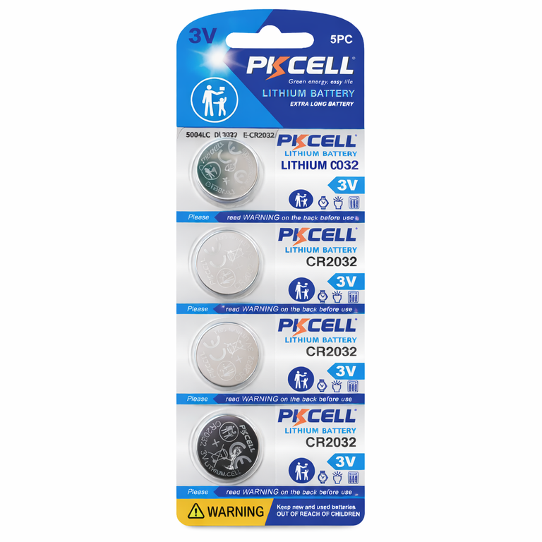 PKCELL CR2032 3V Lithium Coin Cell Battery x 5 batteries